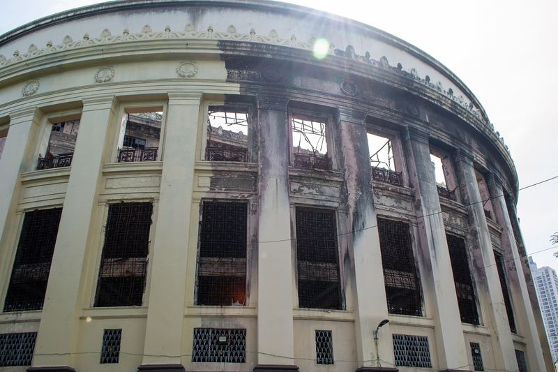 Historic building under post-fire restoration